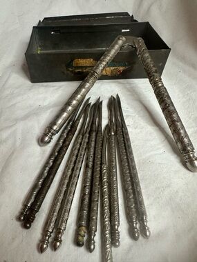 Sterling-Style Silver Cocktail nut cracker  Set with Metal Case